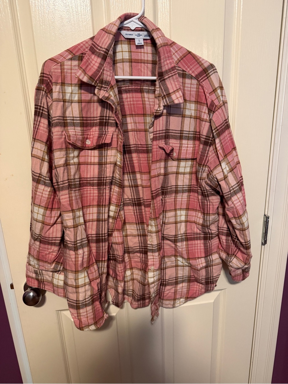 Old Navy Pink Plaid Flannel Shirt